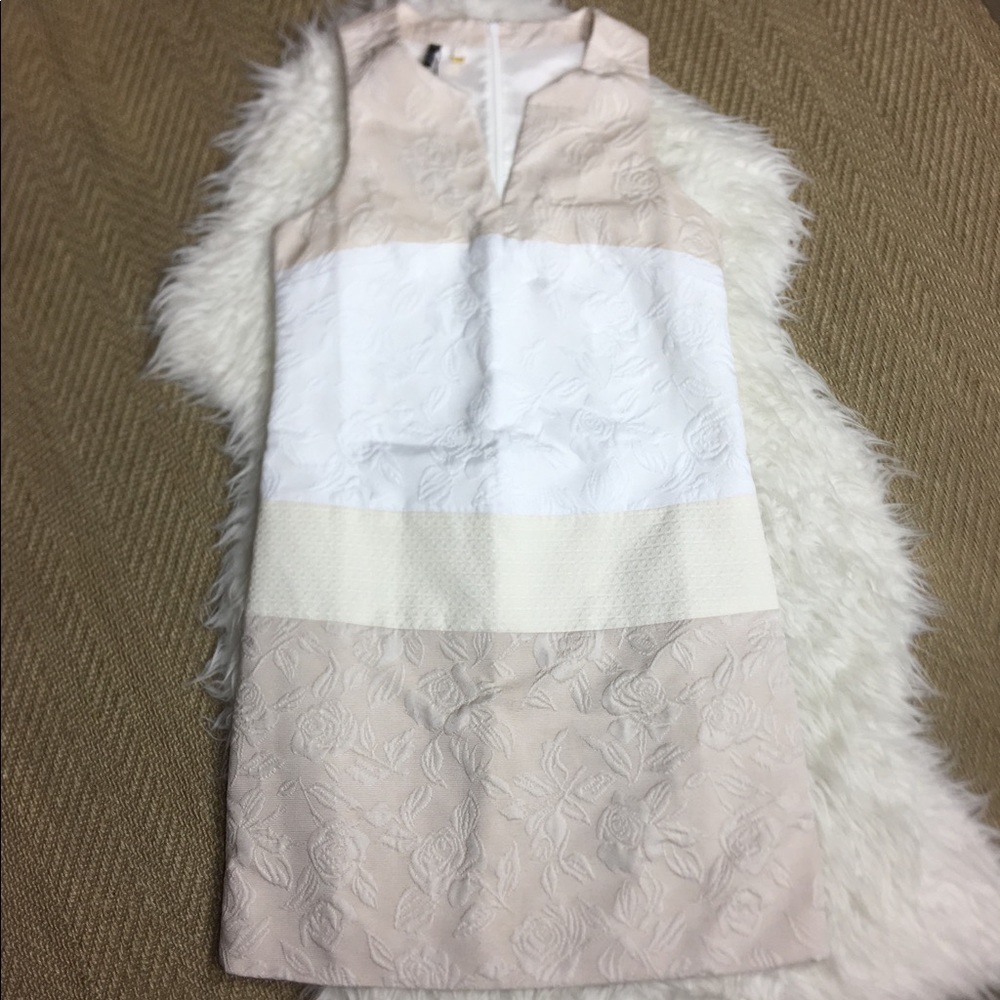 Anthropologie Beige and White Textured Dress